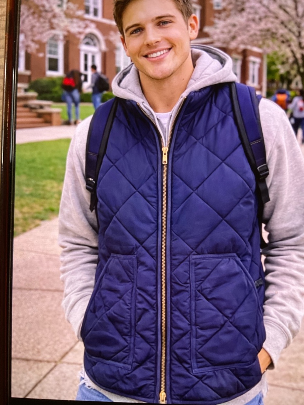 J. Crew Navy Quilted Puffer Vest
